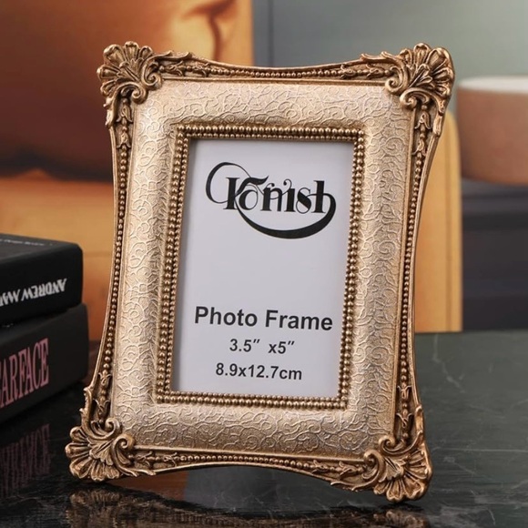 3.5x5” Antique Vintage Style Mini Picture Frame Tabletop Display Wall Mount Gold - Picture 5 of 8